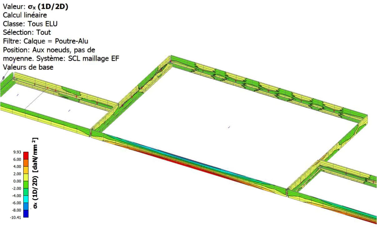 Simulation 3D de contraintes dans les barres